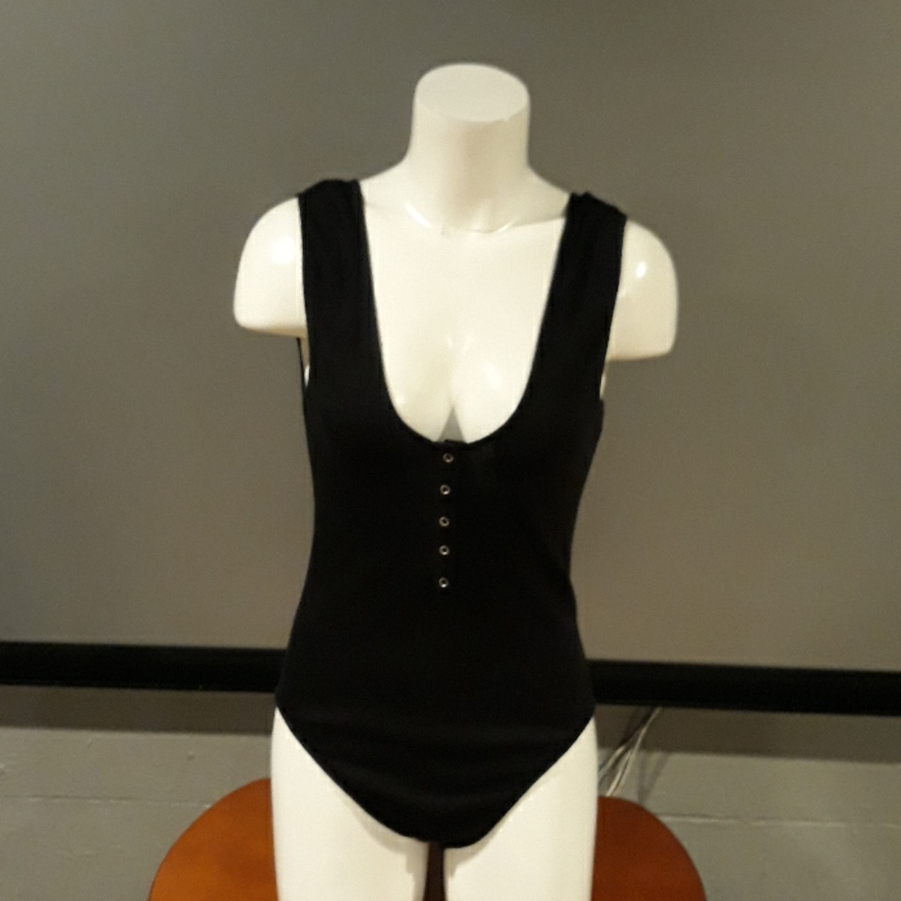 New Free People Black Bodysuit Size Large